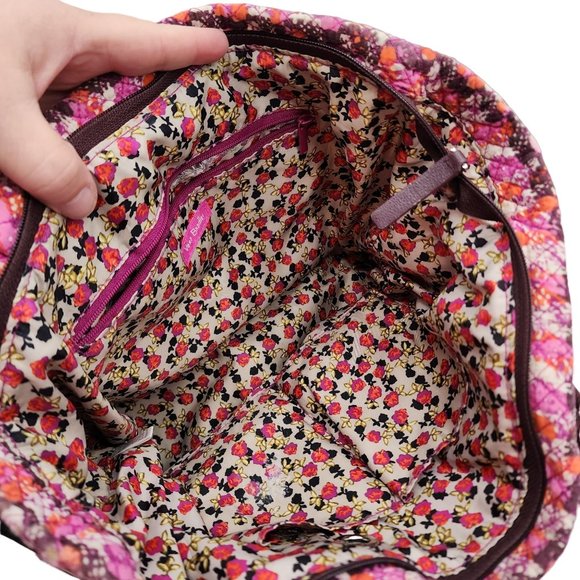 Vera Bradley Hadley East West Tote Houndstooth Pink / Brown Barbie core - Picture 4 of 5